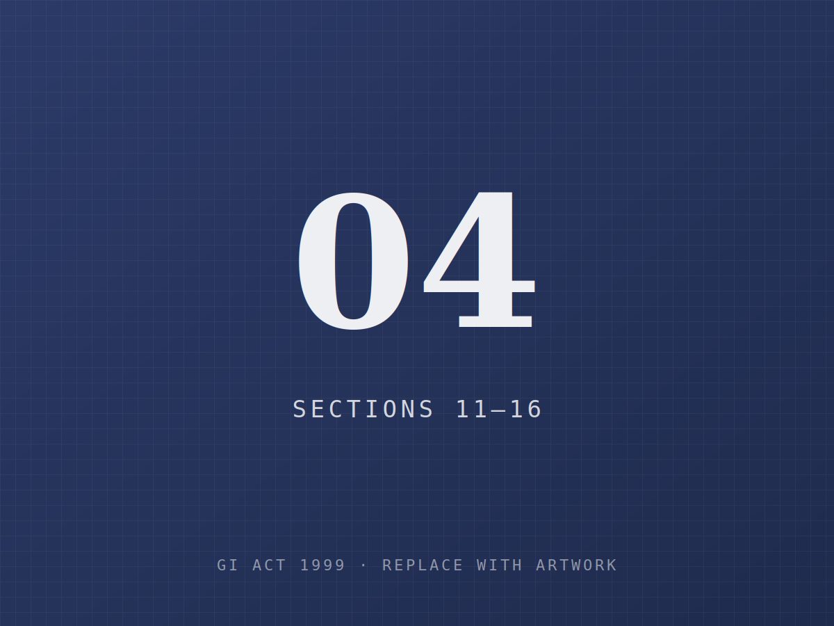Illustration for From application to seal — GI Act 1999, Sections 11–16 Illustration for From application to seal — GI Act 1999, Sections 11–16