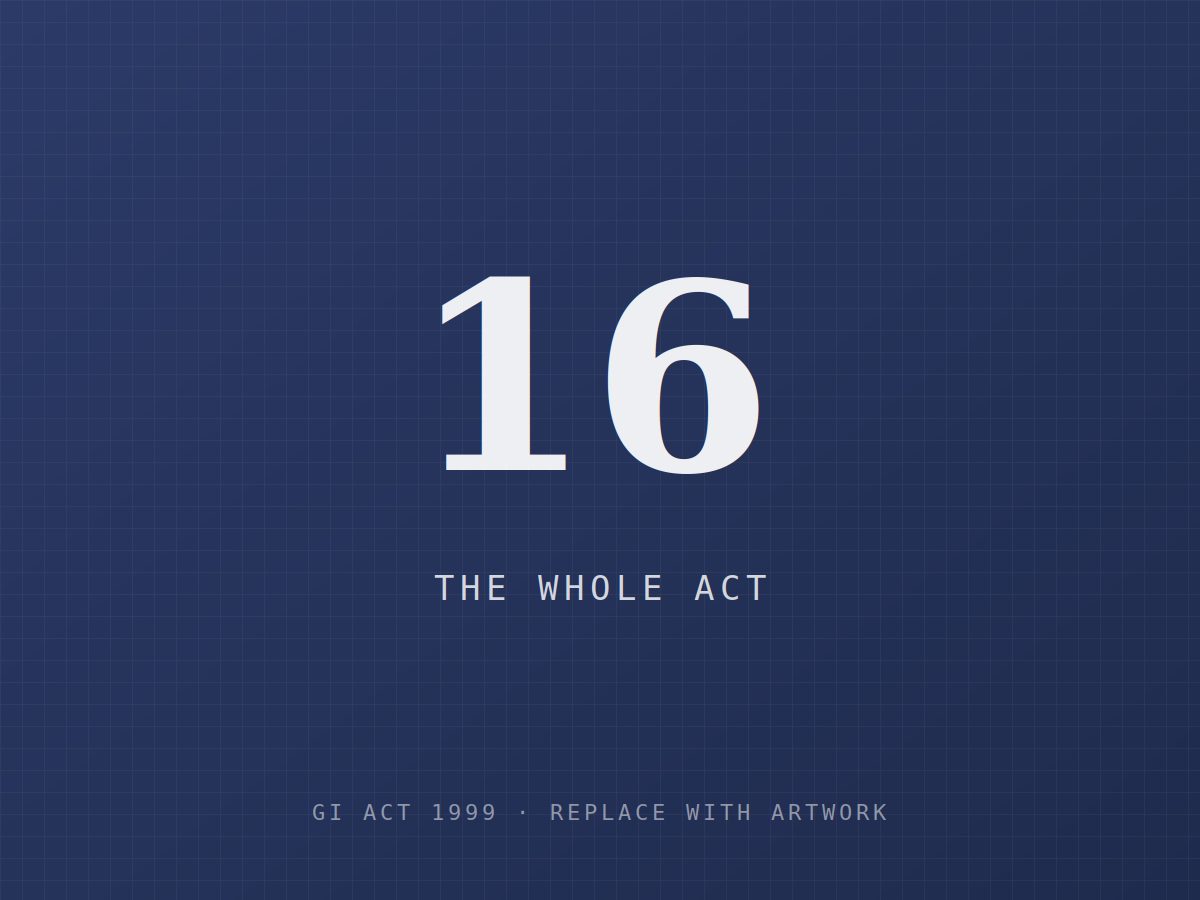 Illustration for The whole Act in four words — GI Act 1999, The whole Act Illustration for The whole Act in four words — GI Act 1999, The whole Act